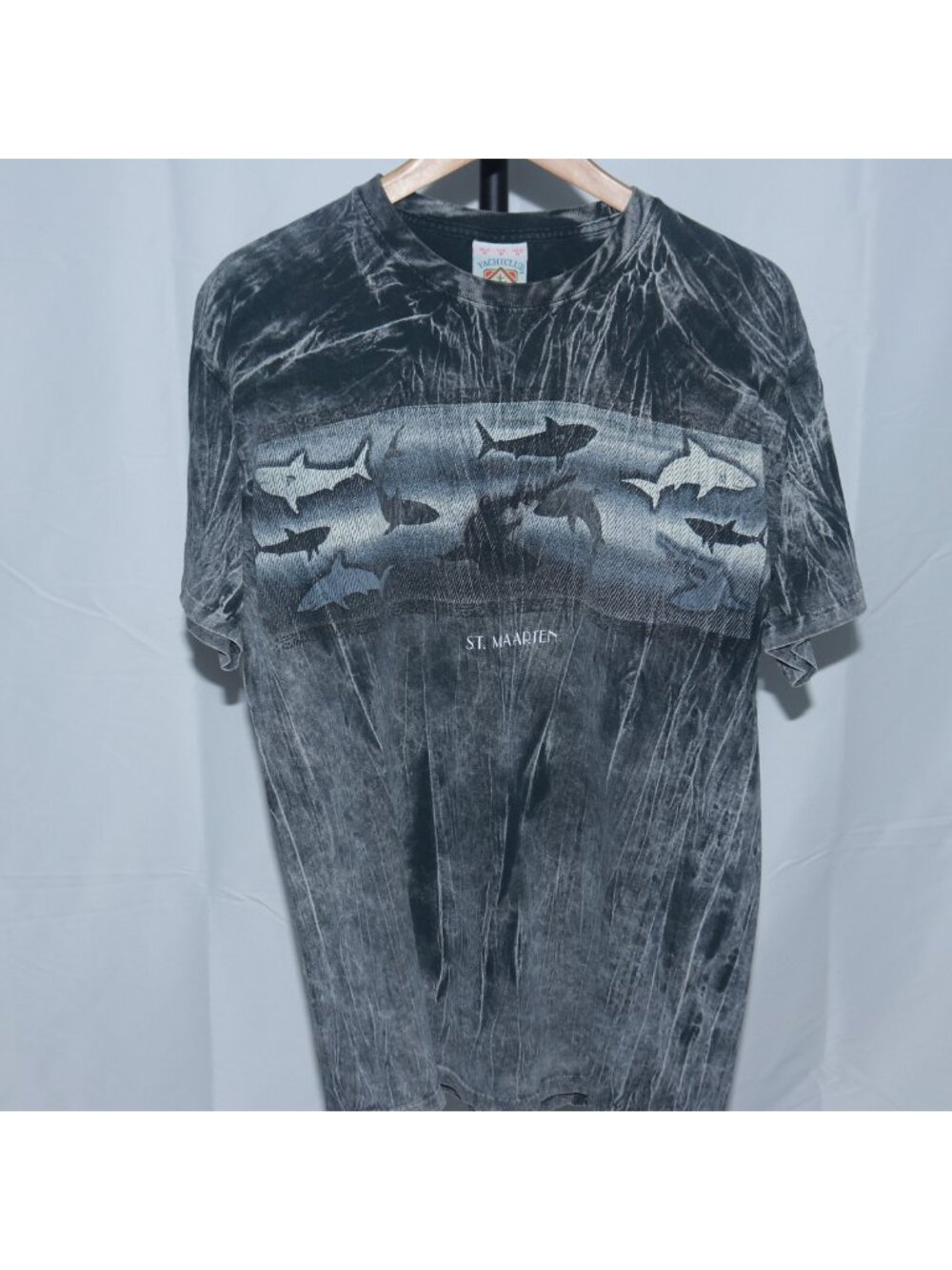 Yachtclub St. Martin Shark Graphic Tie-Dye T-Shirt Gray Men's Medium